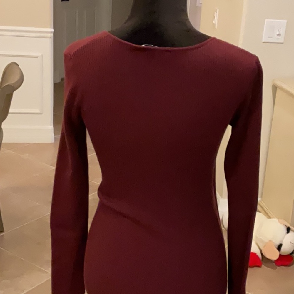 Gilli Wine Colored Ribbed Side Drawstring Dress,S… - image 6